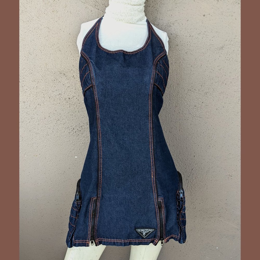 Denim Halter Dress w/ Pockets